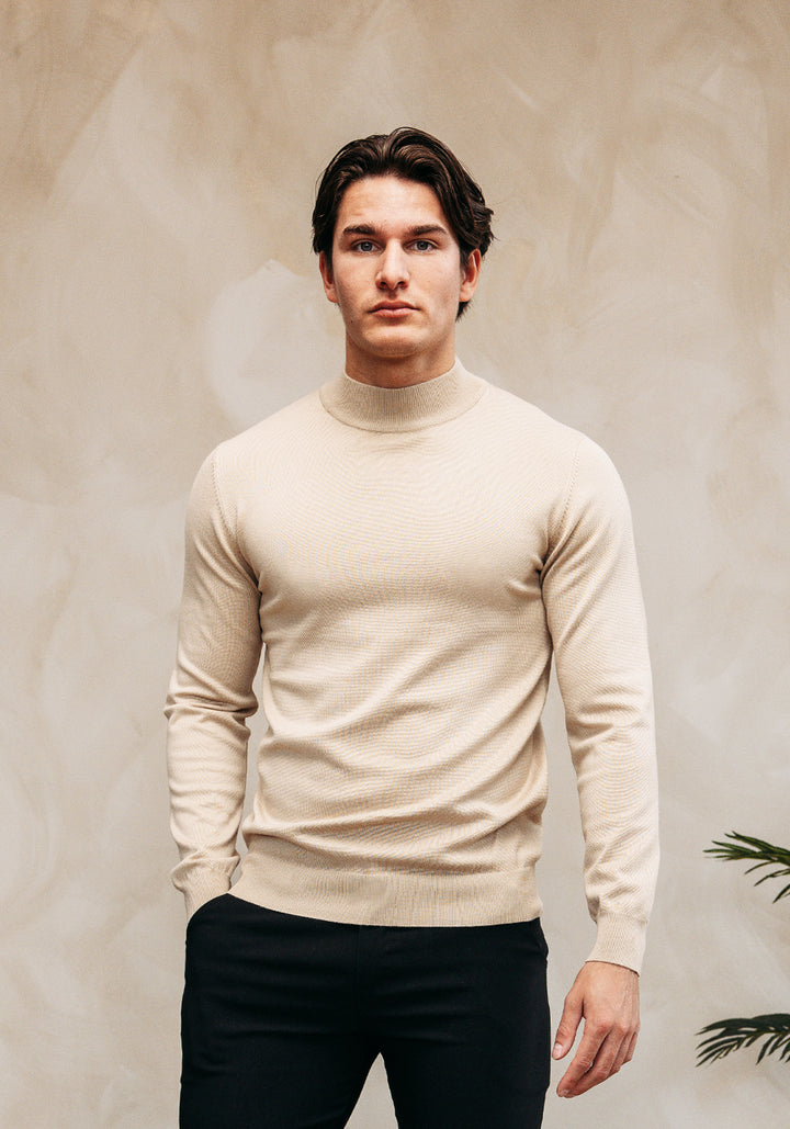 Cotton Turtleneck – Beige