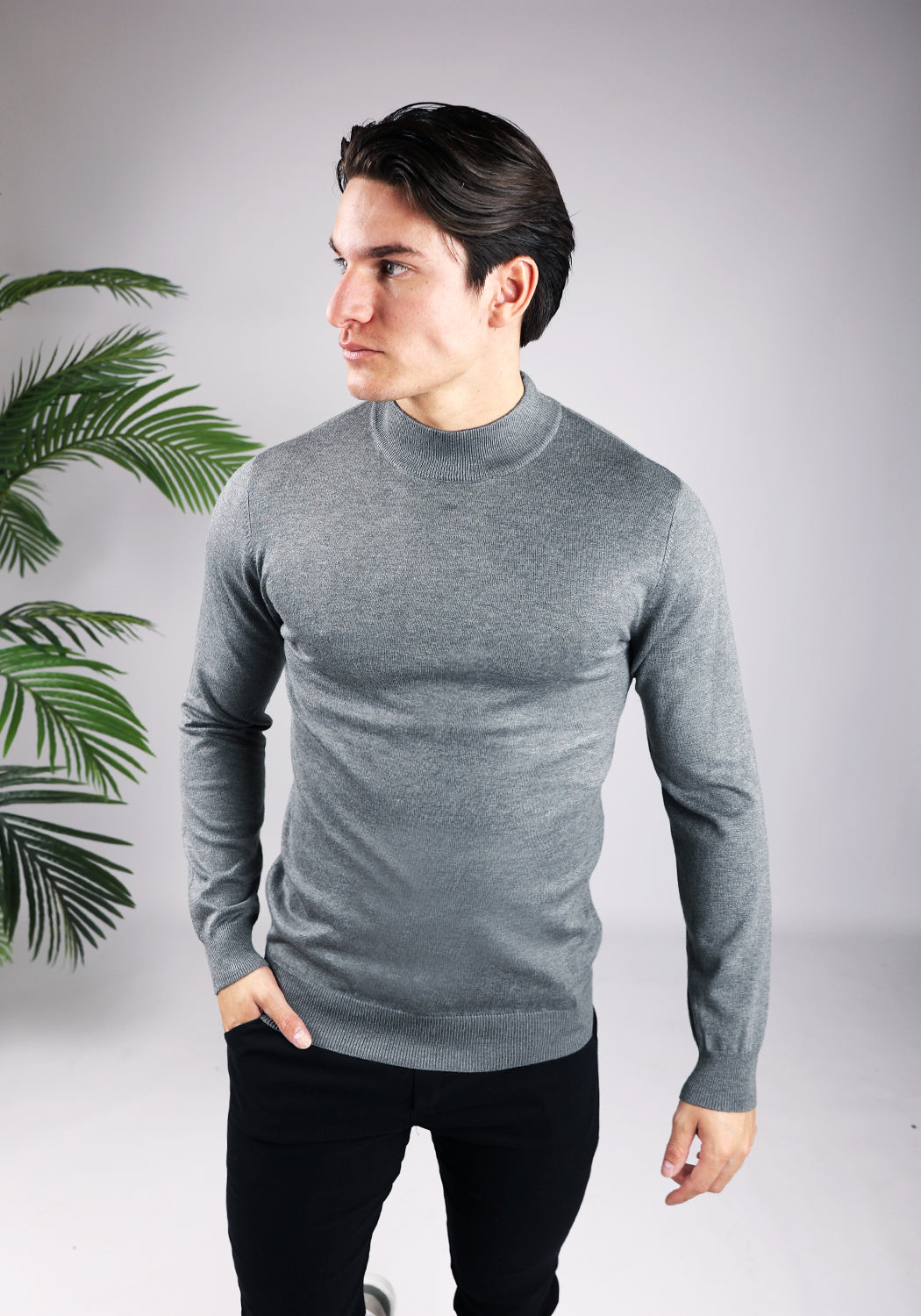 Cotton Turtleneck – Grey