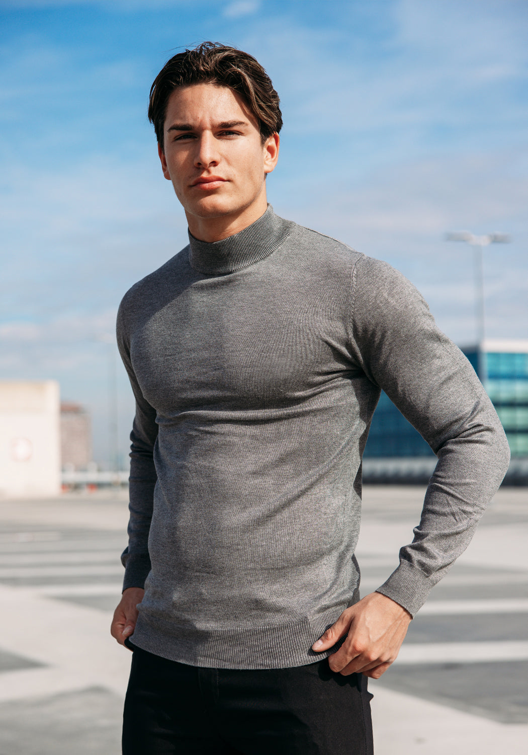 Cotton Turtleneck – Grey