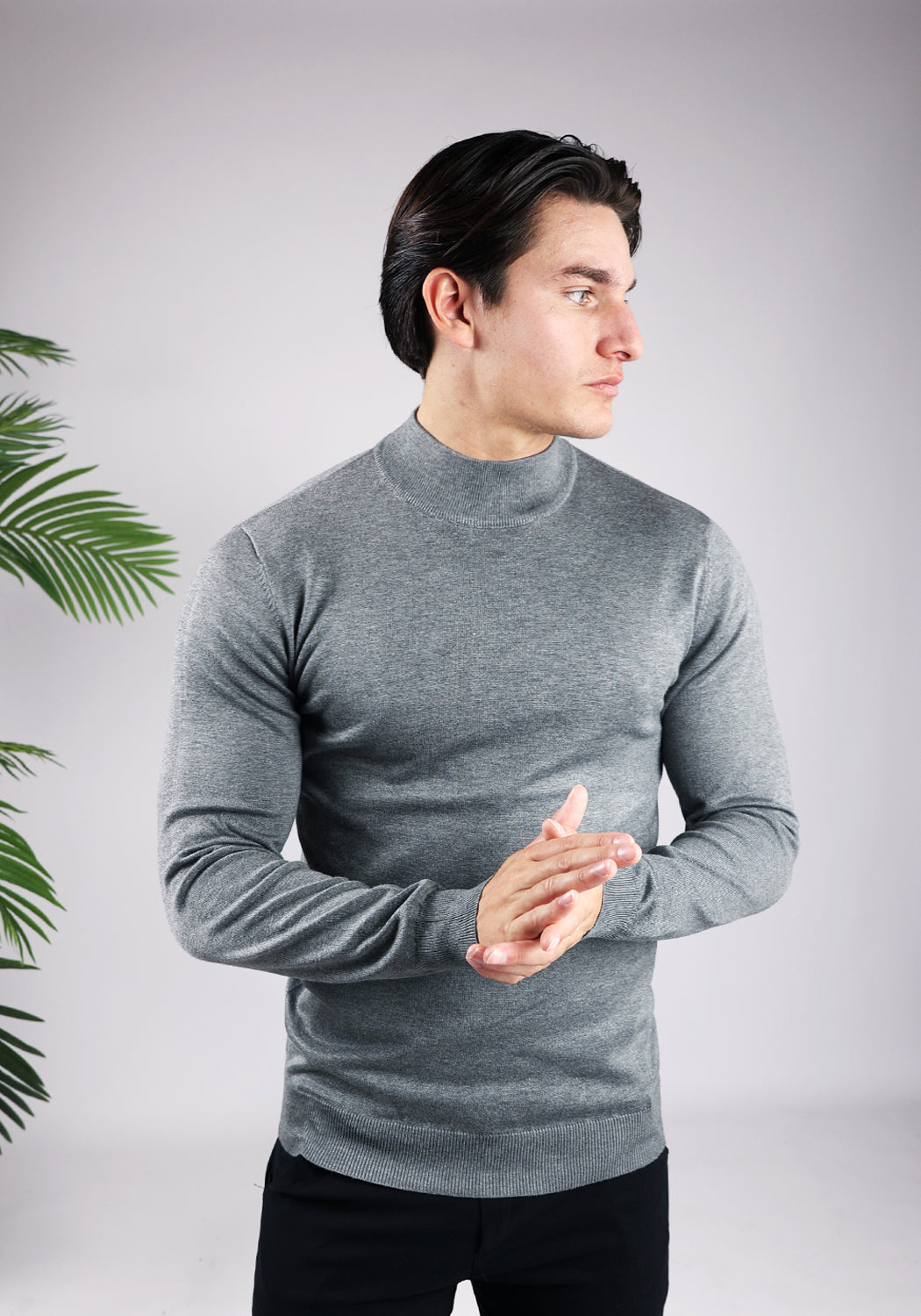 Cotton Turtleneck – Grey