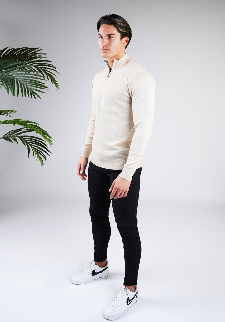 Cotton Half Zip – Beige