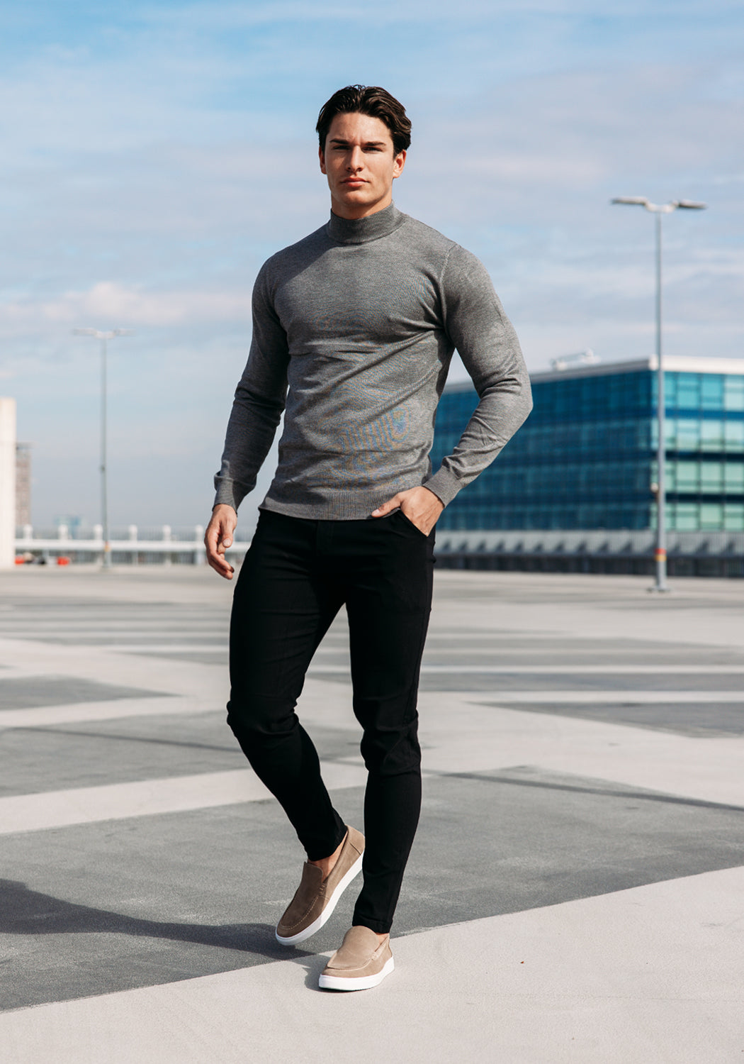 Cotton Turtleneck – Grey